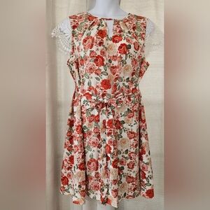 2x Women's Lightweight Floral Tie-Waist Sleeveless Dress